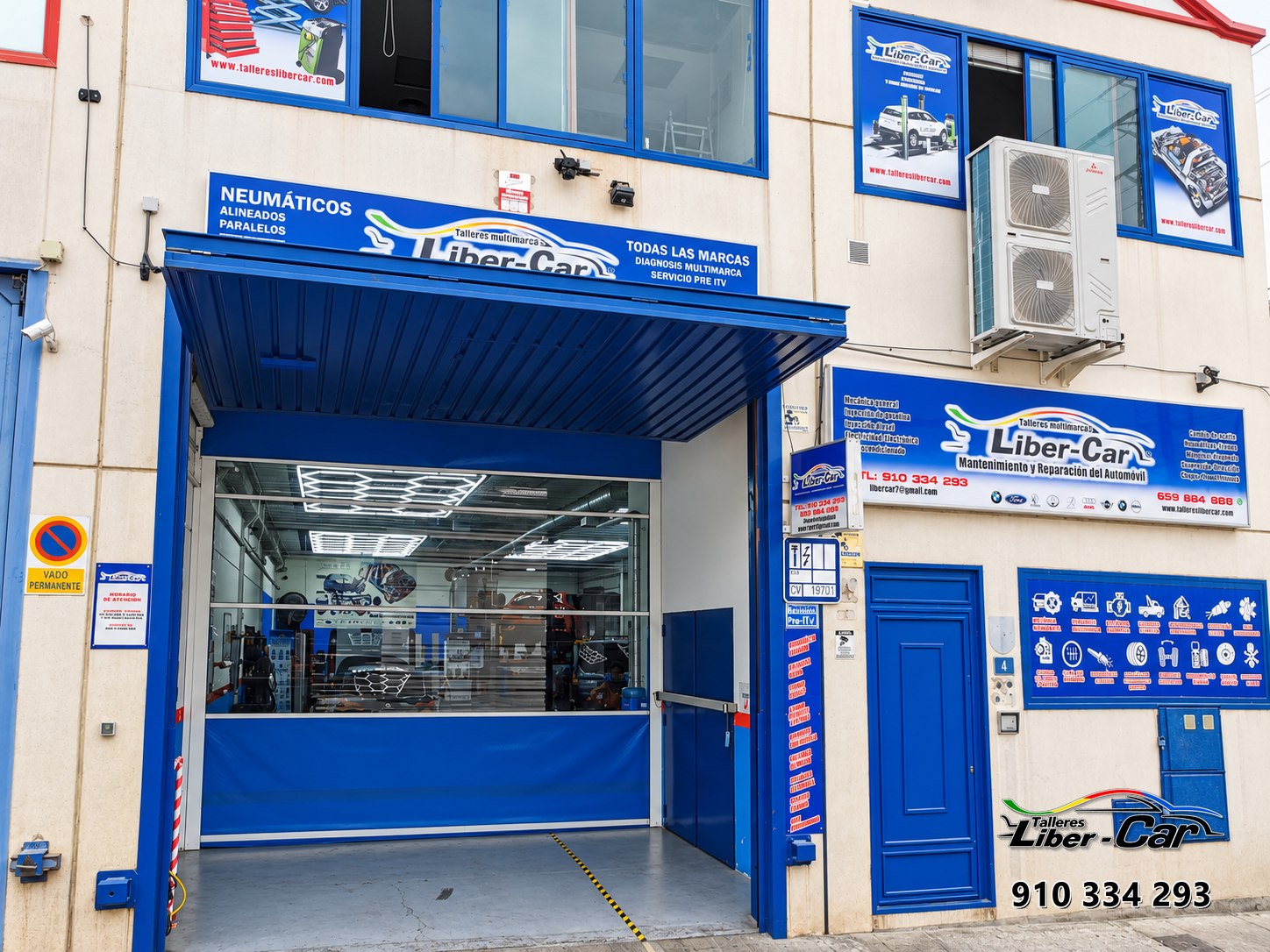 Fachada y entrada del taller Talleres Multimarcas Liber-Car en Leganés