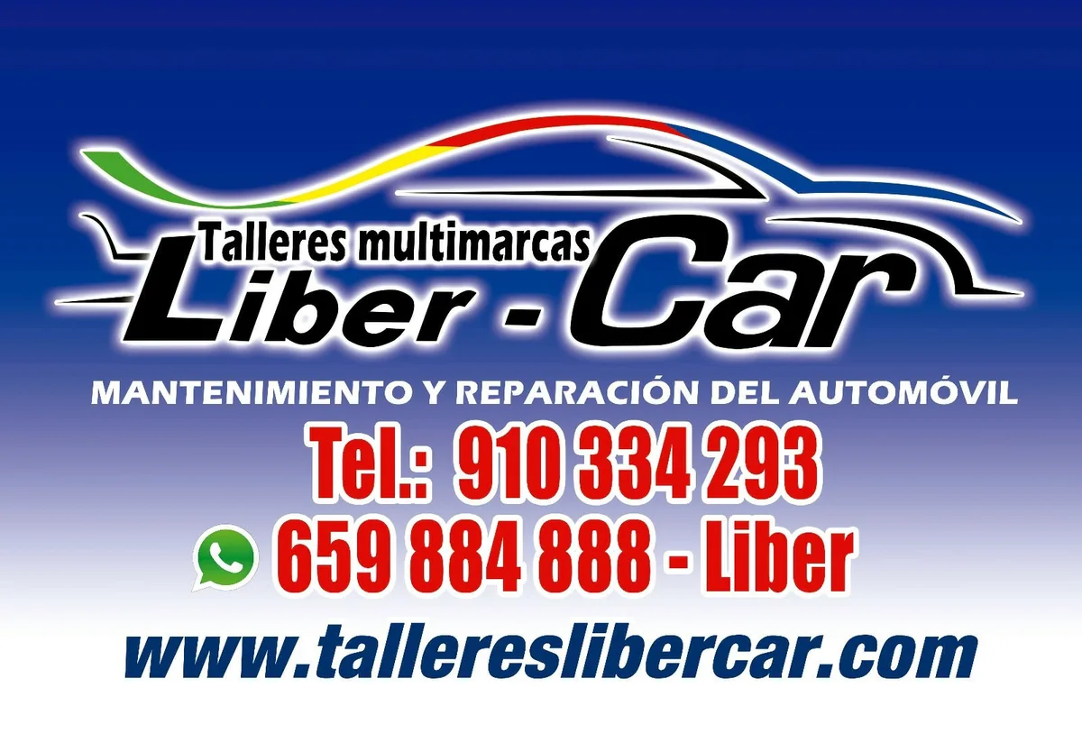 Logotipo de Talleres Multimarcas Liber-Car sobre fondo azul