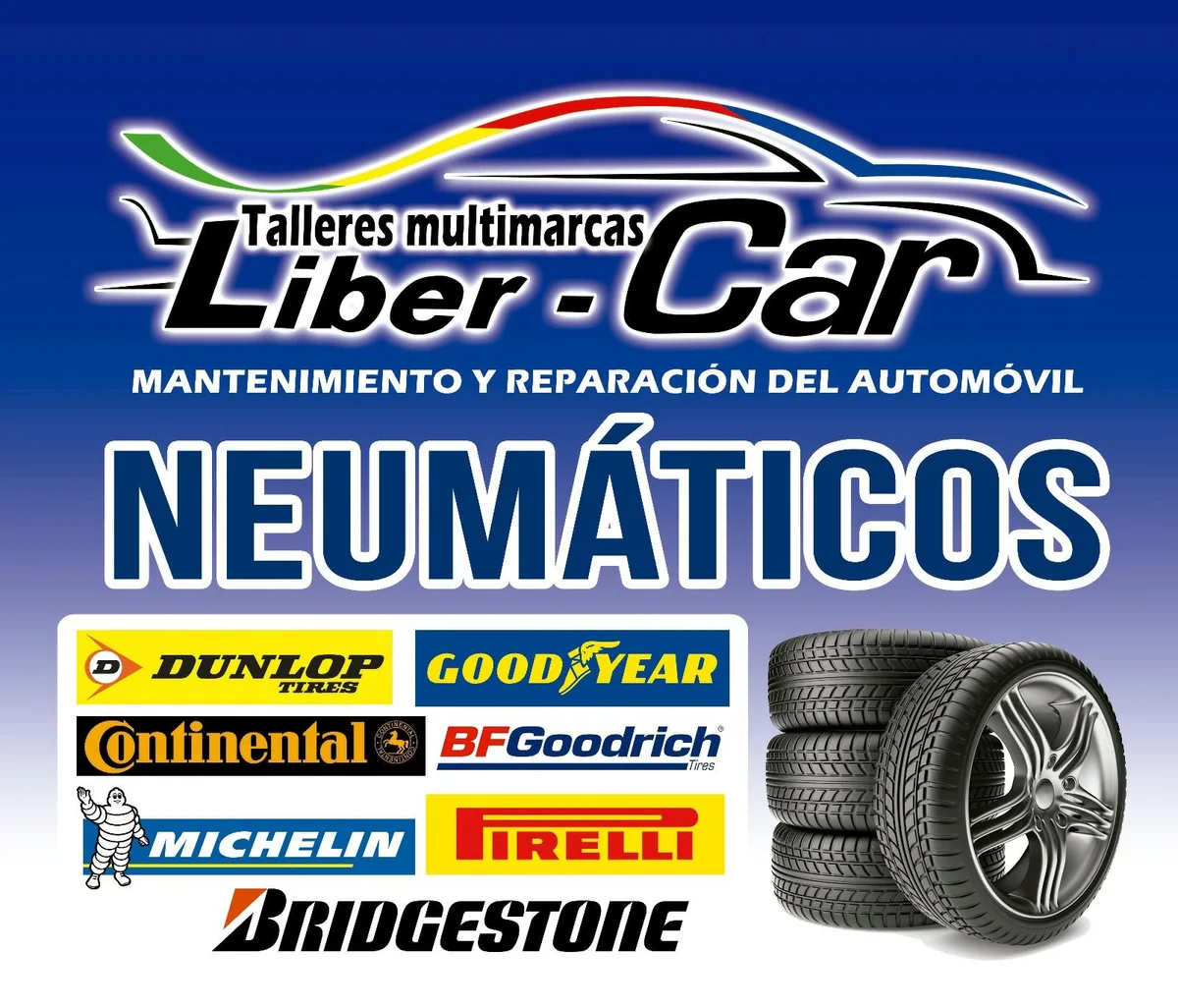 Composición gráfica sobre neumáticos y marcas de fabricantes